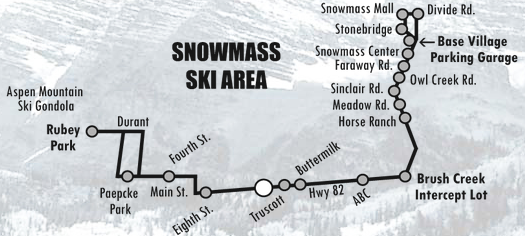 Aspen e Snowmass - mapa ônibus
